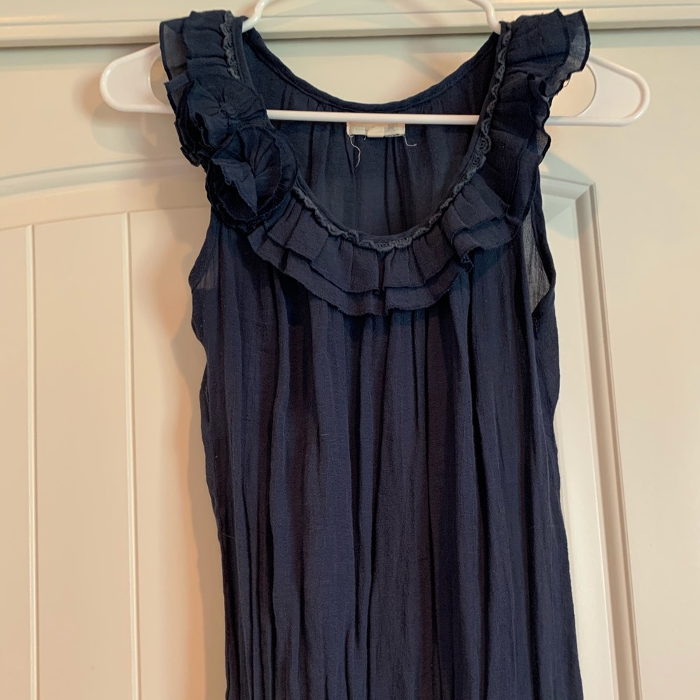 Mine Navy Blue Top with Flower Detail